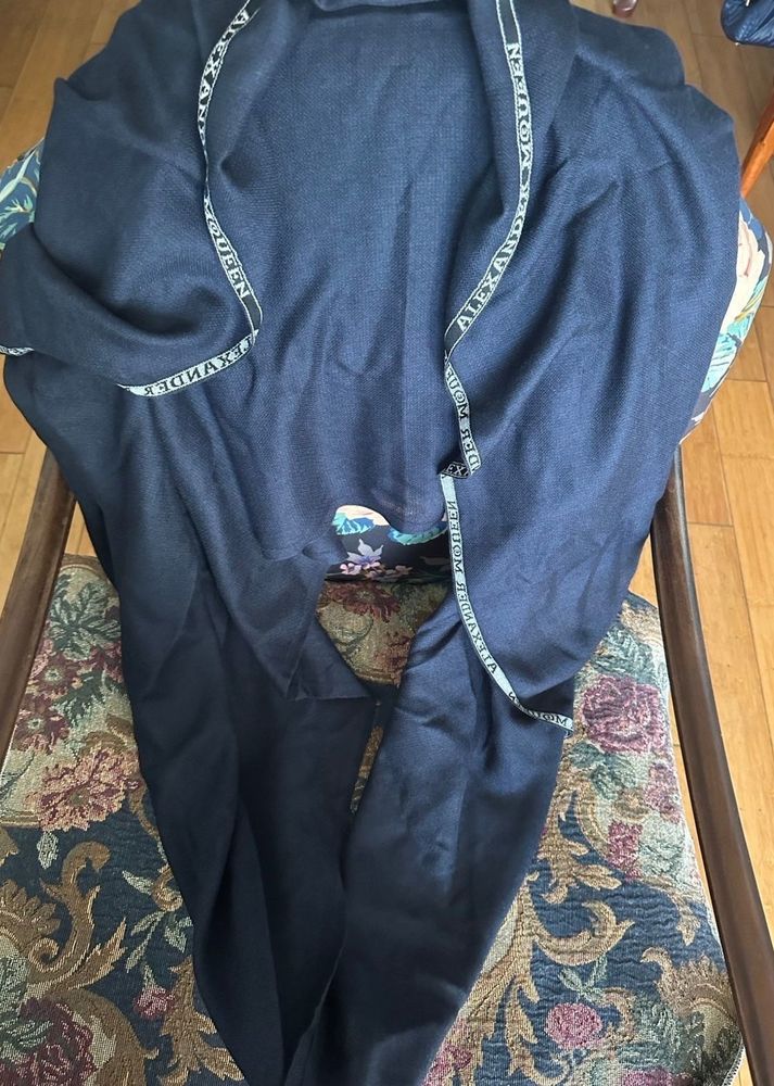 Alexander McQueen cashmere silk shawl scarf navy